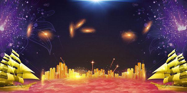 大气辉煌风雨同舟晚会展板海报背景素材