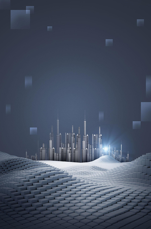 创意商务科技城市蓝色海报设计背景