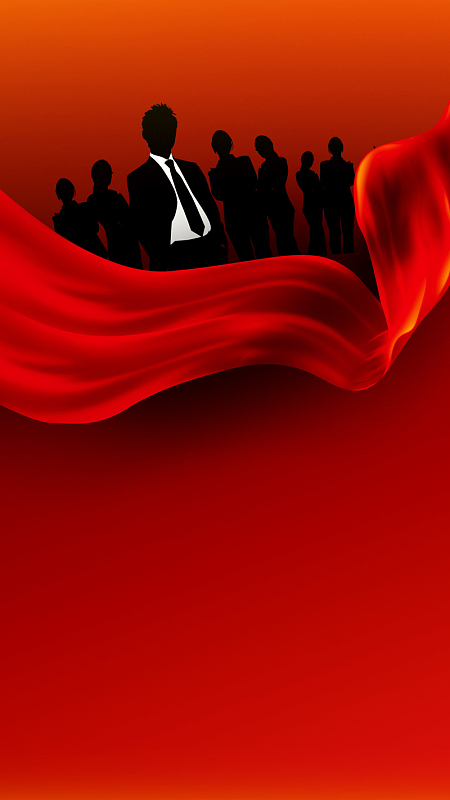 红色背景上的商务人士h5素材背景