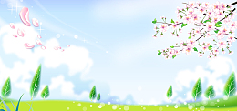桃花花瓣梦幻蓝色banner背景