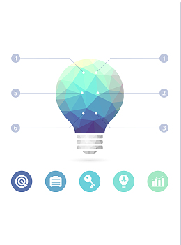 白色简约扁平几何灯泡商务背景