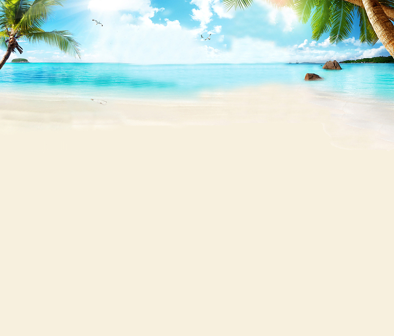 椰树海风沙滩海洋风景阳光夏日背景