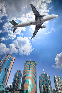 城市建筑与航空飞机背景素材