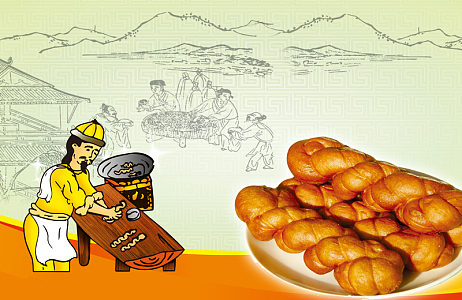 卡通麻花制作中国风背景素材