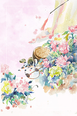 卡通水彩绘画海报背景