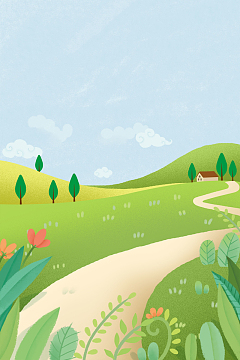 浅蓝色手绘春天春游户外背景