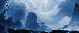 蓝色手绘山洞背景
