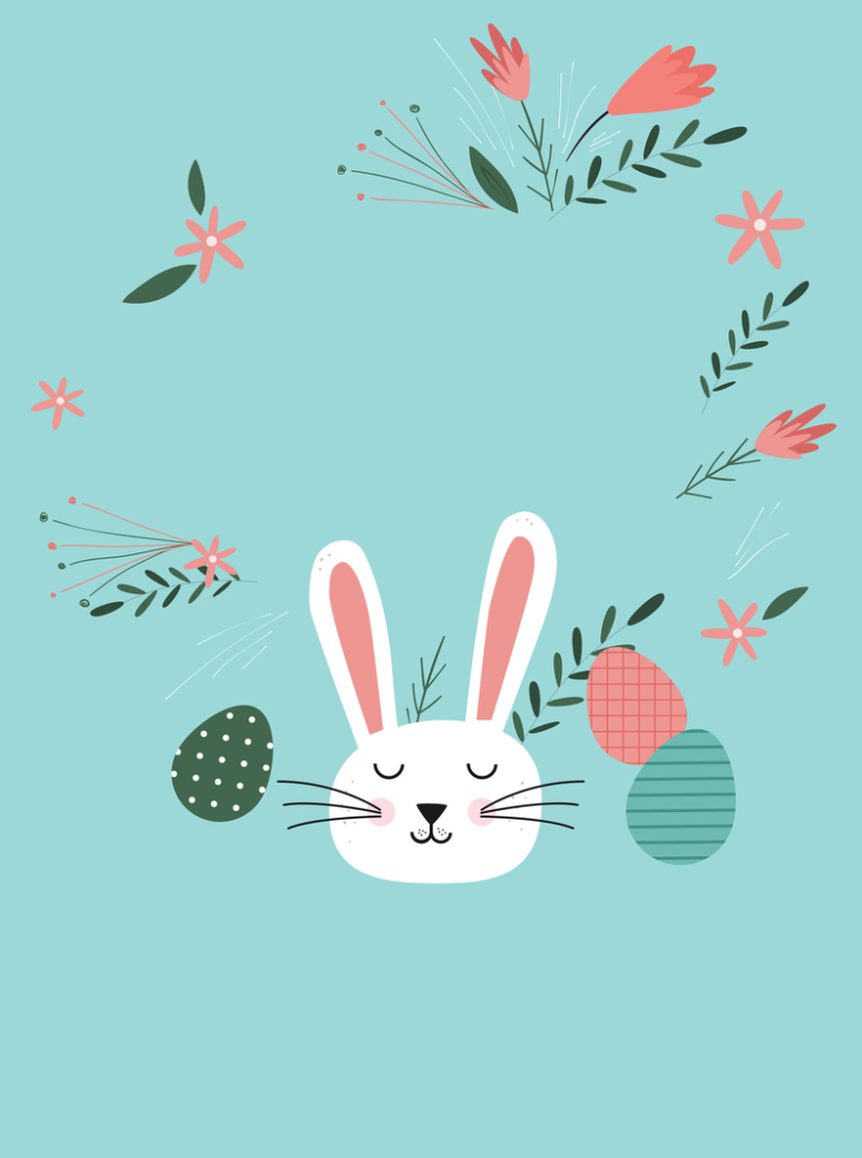 浅蓝色复活节兔子海报背景素材