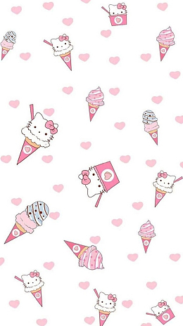 手绘爱心hello Kitty冰淇淋平面