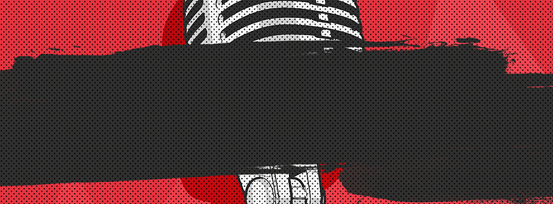 卡通手绘简约麦克风banner