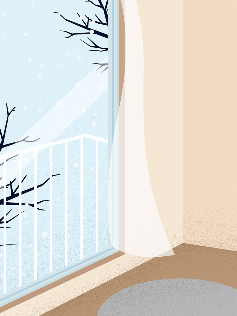 冬季窗外风景温暖房间海报背景psd