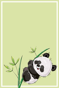 可爱儿童纯色熊猫背景边框