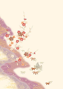 紫色渐变碎花枝叶背景图