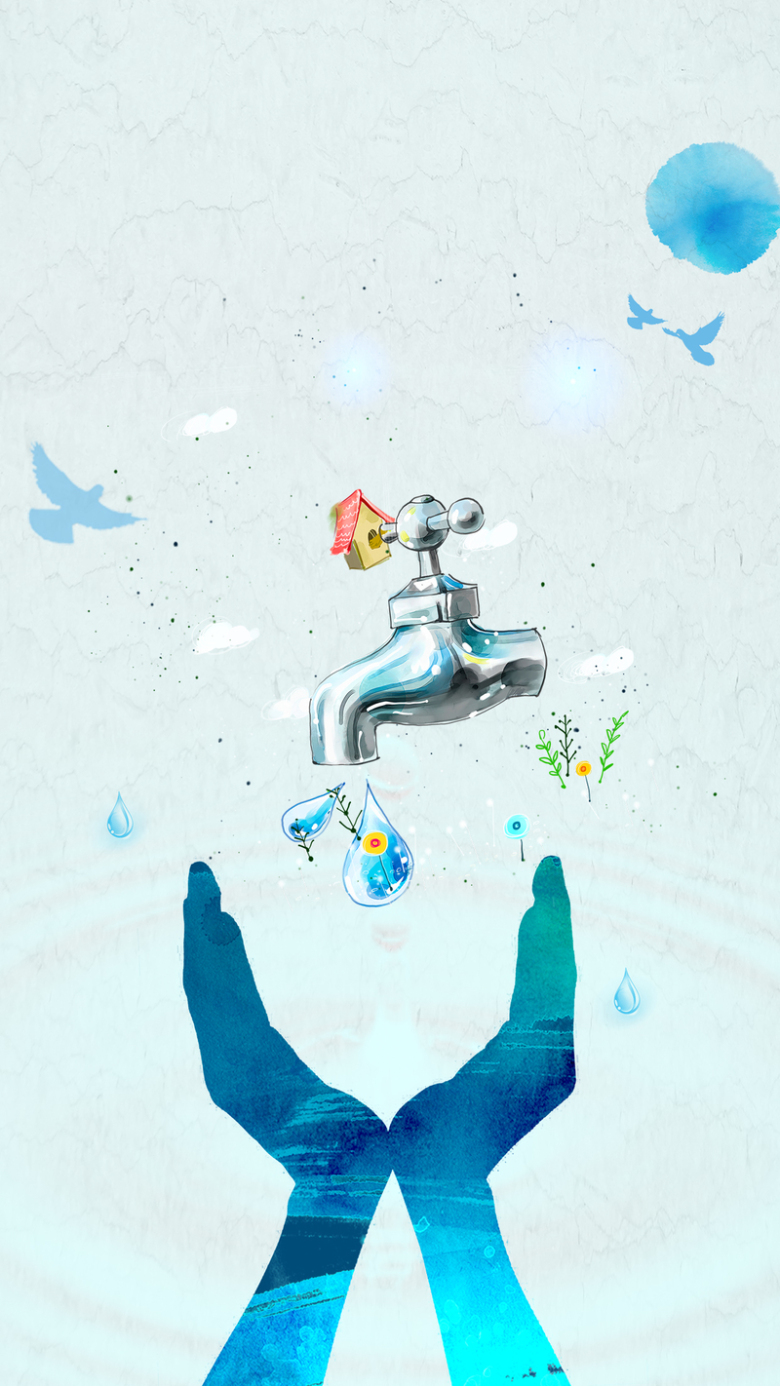 节约用水环保宣传h5背景psd下载