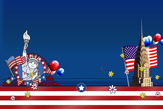 卡通自由女神像蓝色背景素材