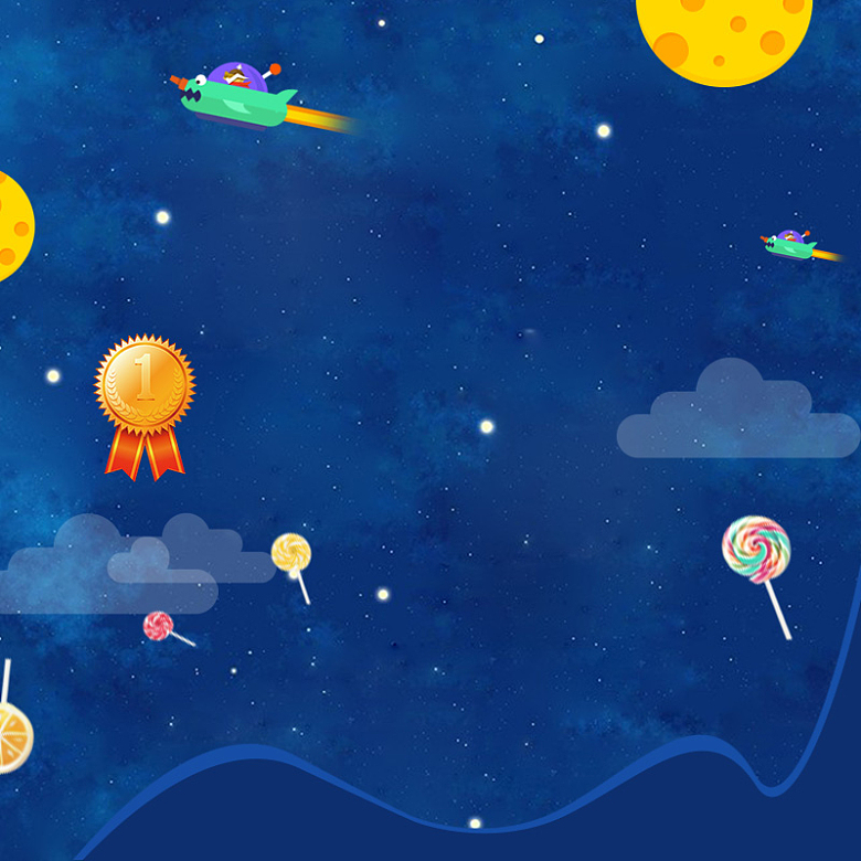 蓝色夜空卡通儿童用品PSD分层主图背景