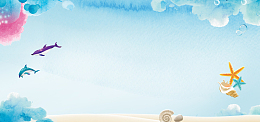 海边手绘蓝色banner