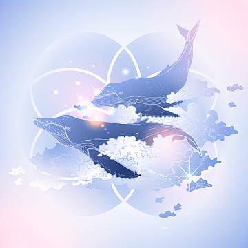 蓝色梦幻鲸鱼背景素材