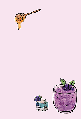 彩绘蓝莓奶昔海报背景素材