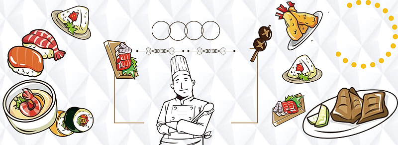 美食手绘白色banner