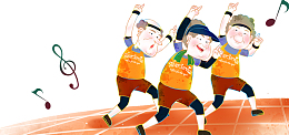 卡通人物音符音乐做操海报banner