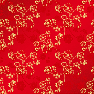 手绘金色花纹红底背景素材