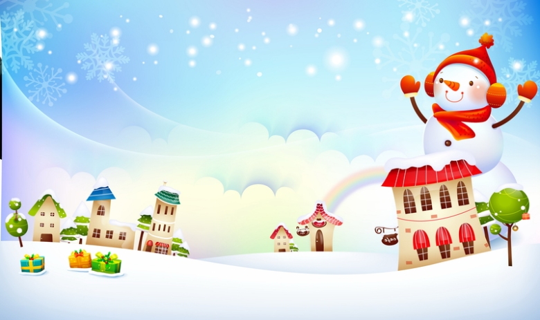 关键词 : 雪景,下雪,飘雪,雪花,冬天,房子,树木,雪人,卡通,童趣,手绘