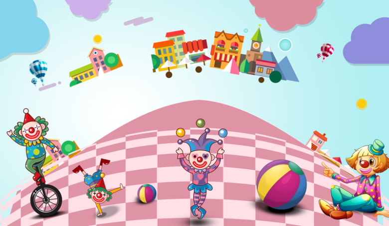 卡通手绘马戏团儿童节海报背景素材