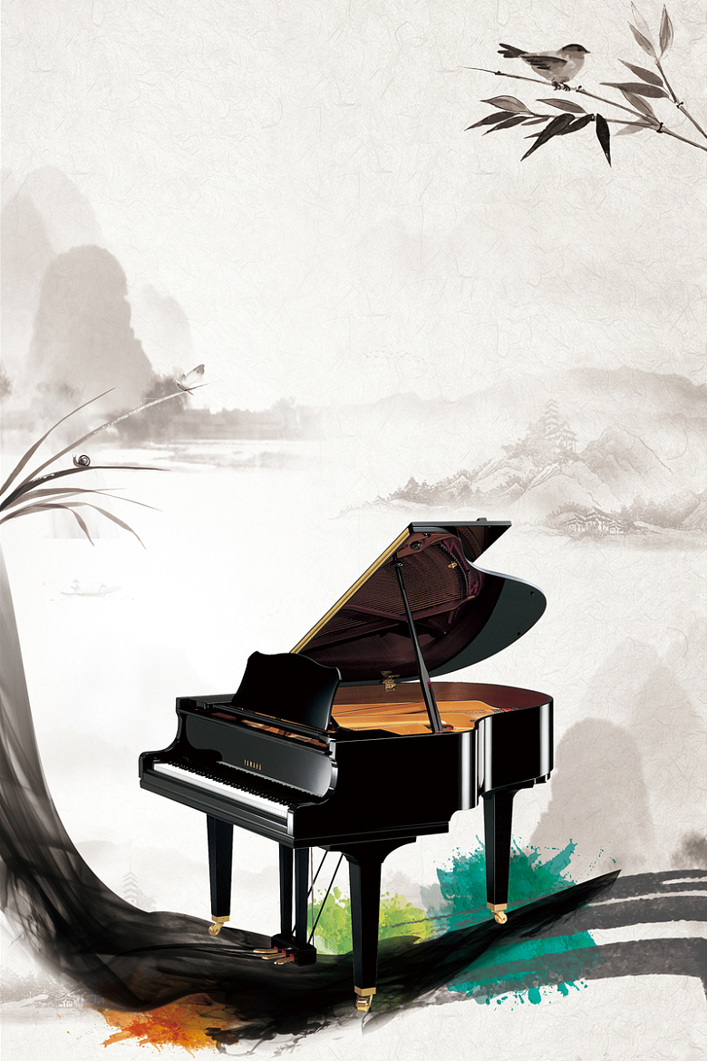 中国风钢琴海报背景