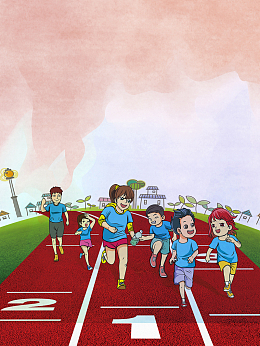 手绘校园运动会宣传海报背景psd