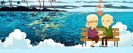 敬爱老人重阳节卡通蓝色banner