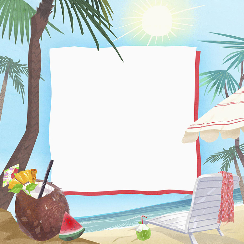 手绘夏日海滩旅游平面广告