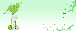 饮品卡通绿色海报背景banner