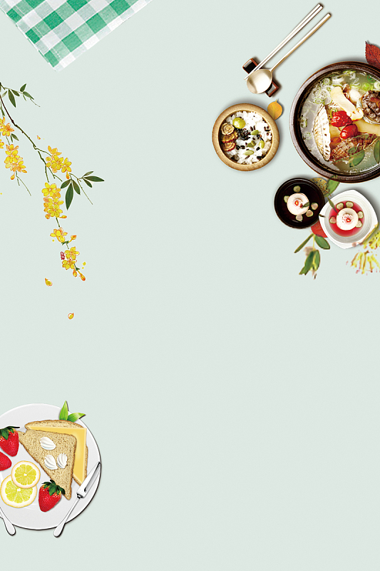 美食卡通手绘餐厅psd分层背景