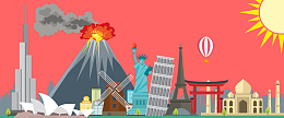 旅行卡通红色banner