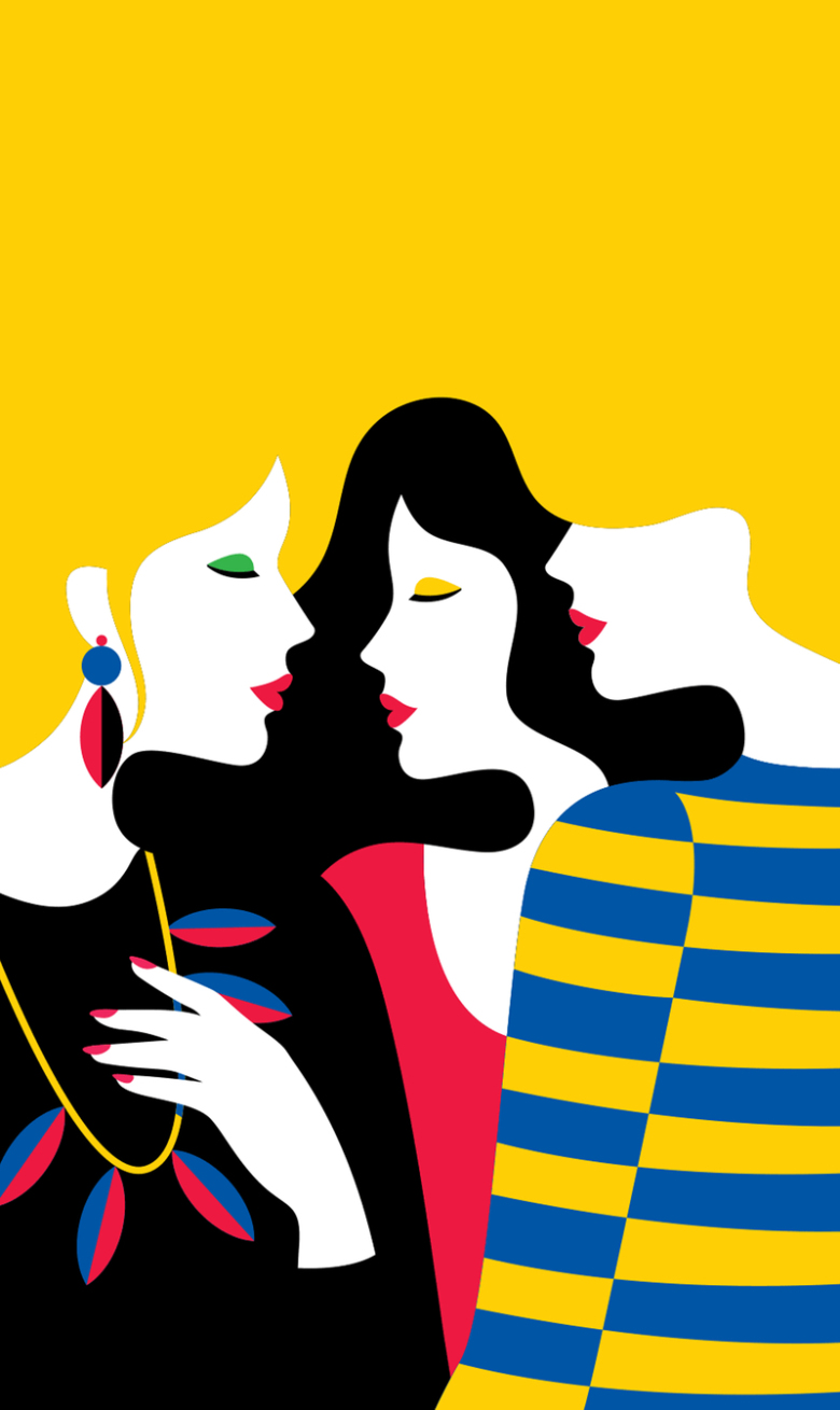 清新卡通手绘都市丽人时尚海报