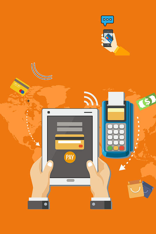 卡通手绘移动支付海报