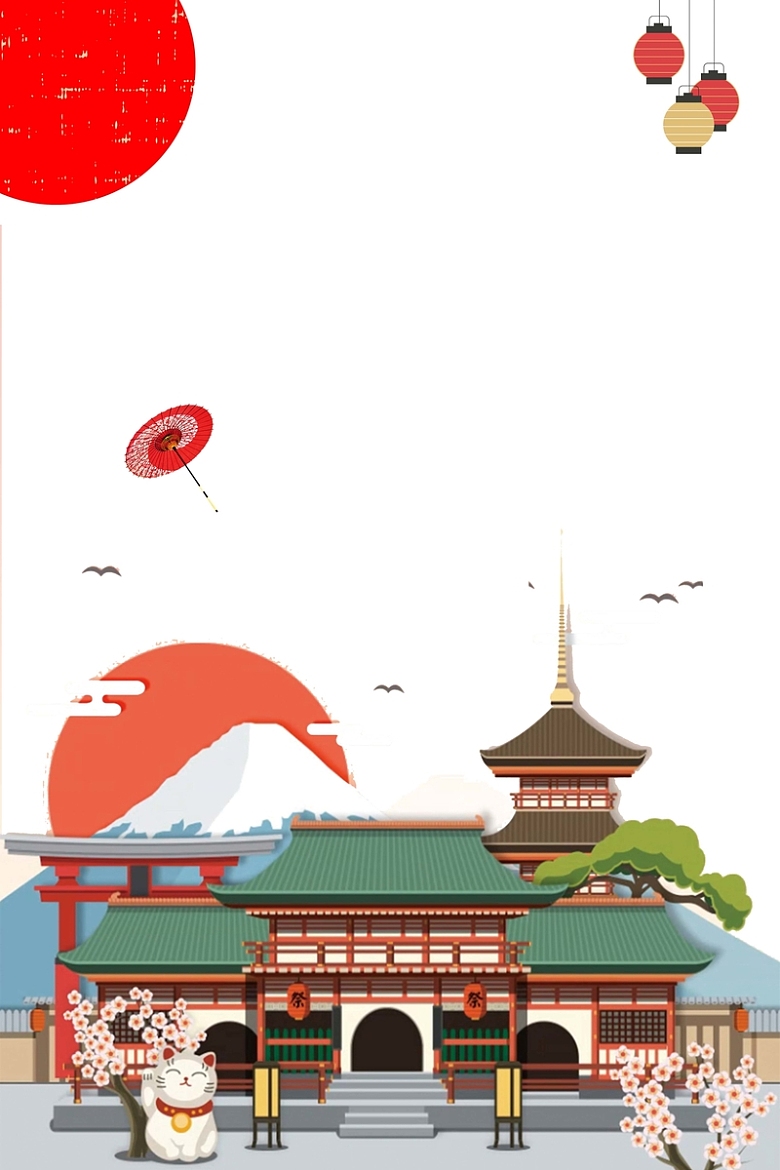 2018年插画风日本名古屋旅游海报