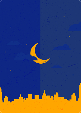 卡通夜景酒吧主题背景