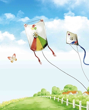 春天放风筝海报背景模板
