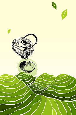 清新文艺手绘茶文化背景