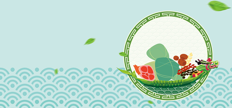 端午节赛龙舟卡通手绘海浪蓝色背景