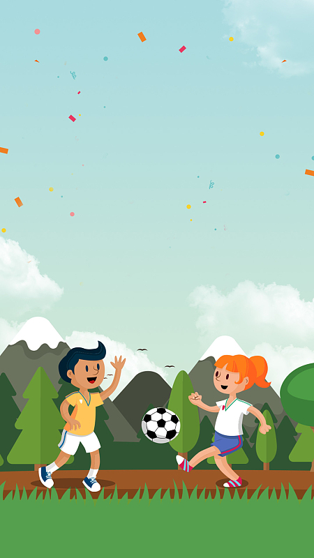 海报背景素材psdjpg体育竞技足球运动png卡通人物足球草地背景素材ai