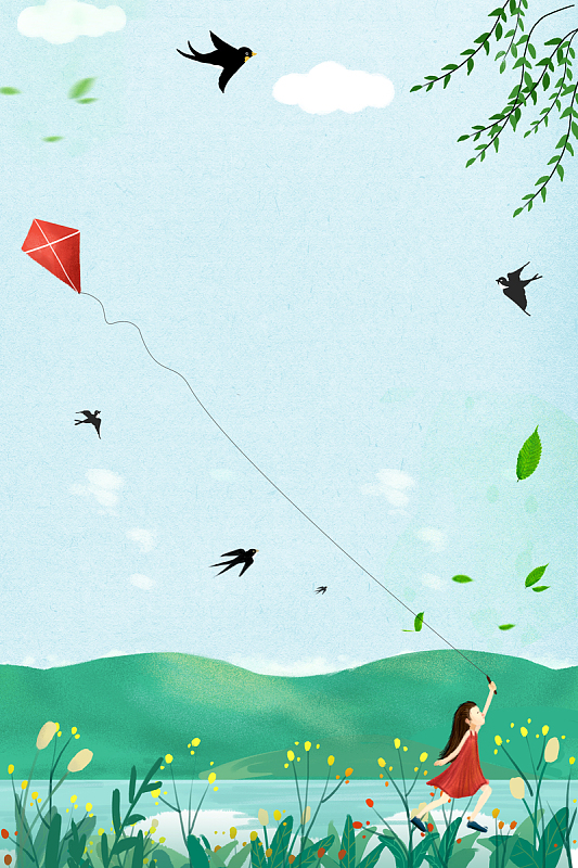 绿色手绘春季海报