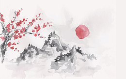 中国风水墨山水主题详情页水彩背景素材