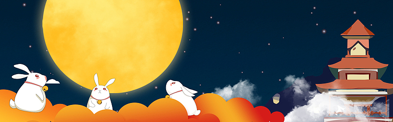 卡通手绘中秋国庆banner