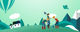 共建美好家园卡通手绘绿色banner