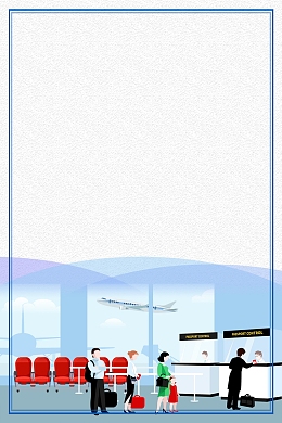 卡通航空礼仪文明登机
