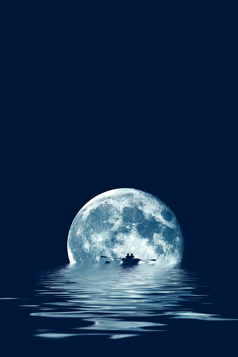 蓝色人类月球日海报