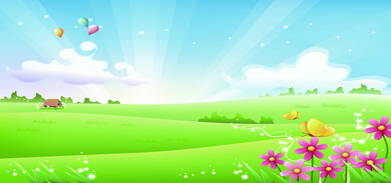 蓝天白云绿草地卡通素材_蓝天白云绿草地卡通图片元素-觅元素